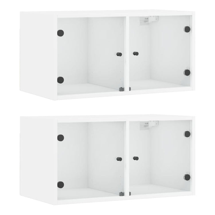 Mobili a Muro con Ante in Vetro 2pz Bianco 68,5x37x35 cm 836498