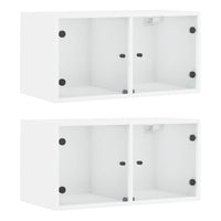 Mobili a Muro con Ante in Vetro 2pz Bianco 68,5x37x35 cmcod mxl 87321