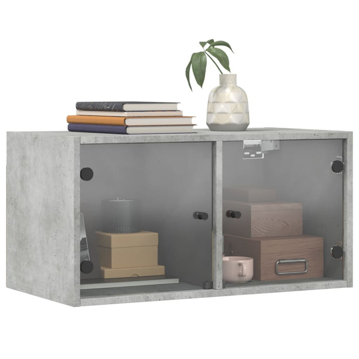 Mobile a Muro con Ante in Vetro Grigio Cemento 68,5x37x35 cm 836503