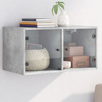 Mobile a Muro con Ante in Vetro Grigio Cemento 68,5x37x35 cm 836503