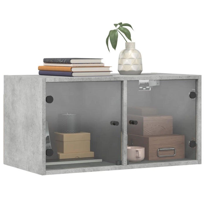 Mobili a Muro con Ante in Vetro 2pz Grigio Cemento 68,5x37x35cm 836504