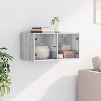 Mobile a Muro con Ante in Vetro Grigio Sonoma 68,5x37x35 cm 836507