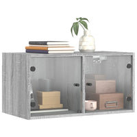 Mobile a Muro con Ante in Vetro Grigio Sonoma 68,5x37x35 cm 836507