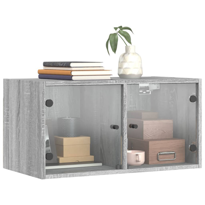 Mobili a Muro con Ante in Vetro 2pz Grigio Sonoma 68,5x37x35 cm 836508