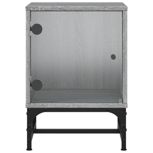 Comodini con Ante in Vetro 2pz Grigio Sonoma 35x37x50 cm 836529