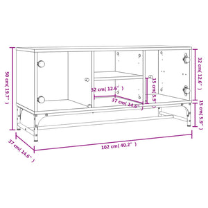 Mobile Porta TV con Ante in Vetro Nero 102x37x50 cm 836533