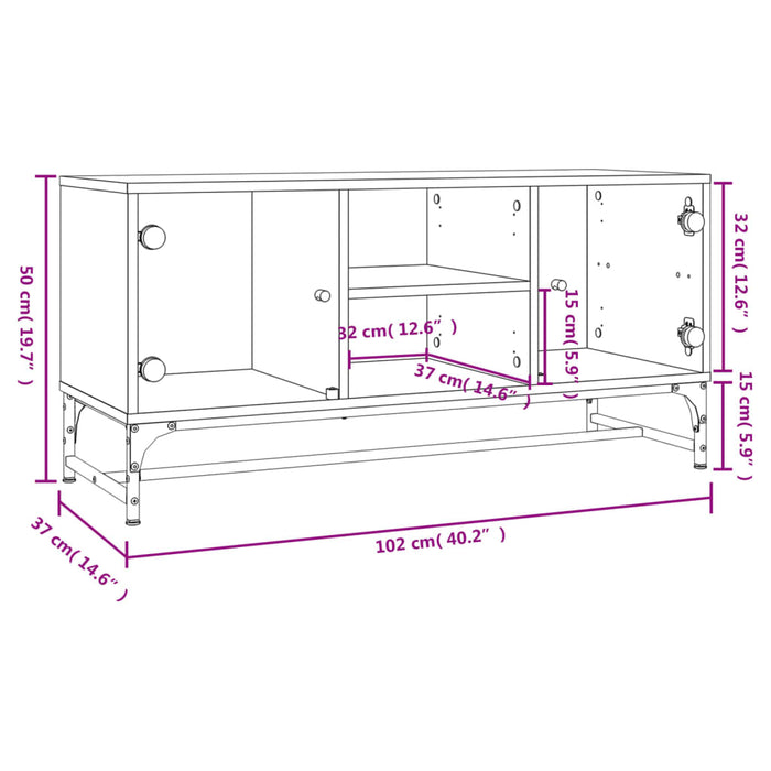 Mobile Porta TV con Ante in Vetro Nero 102x37x50 cm 836533