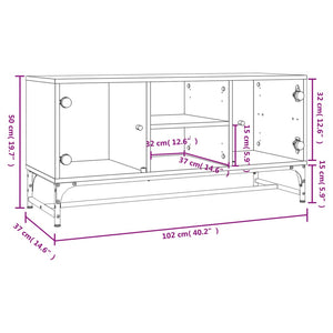 Mobile Porta TV con Ante in Vetro Grigio Cemento 102x37x50 cm 836535