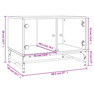 Tavolino da Salotto con Ante in Vetro Bianco 68,5x50x50 cm 836539