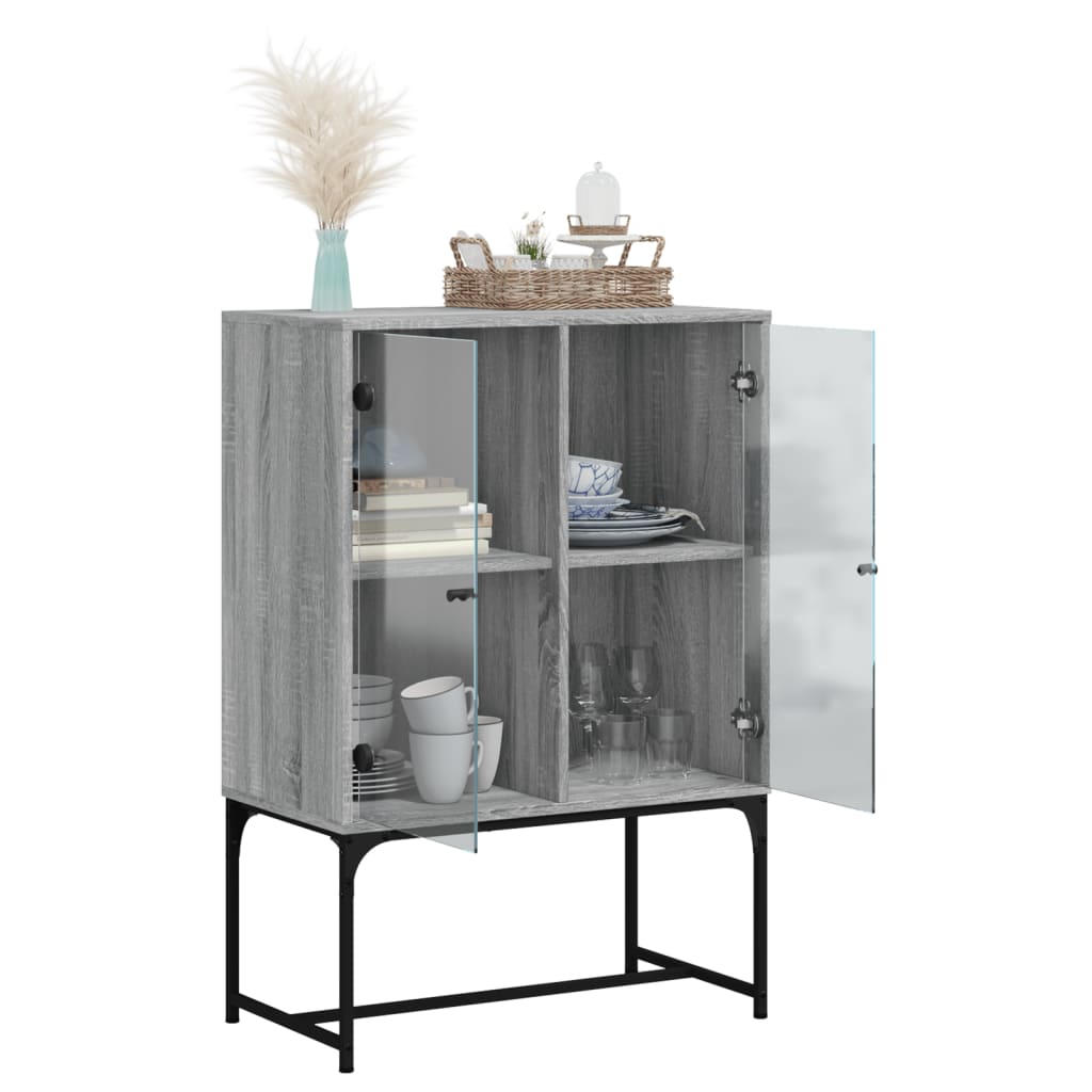 Mobile con Ante in Vetro Grigio Sonoma 69x37x100 cm 836551