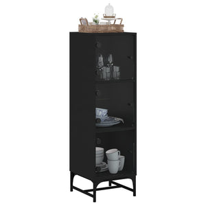 Credenza con Ante in Vetro Nera 35x37x120 cm 836561