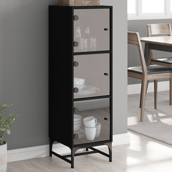 Credenza con Ante in Vetro Nera 35x37x120 cm 836561