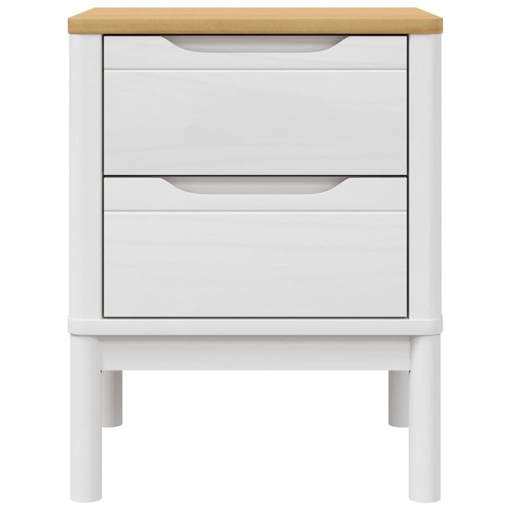 Comodino Bianco 45x39x57 cm in Legno Massello di Pino 374003