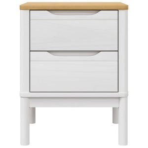 Comodino Bianco 45x39x57 cm in Legno Massello di Pino 374003