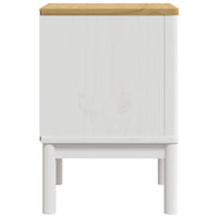 Comodino Bianco 45x39x57 cm in Legno Massello di Pino 374003