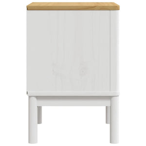 Comodino Bianco 45x39x57 cm in Legno Massello di Pino 374003