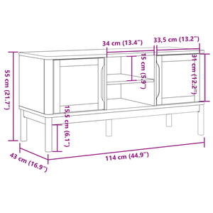 Mobile TV FLORO Grigio 114x43x55 cm in Legno di Pino 374016