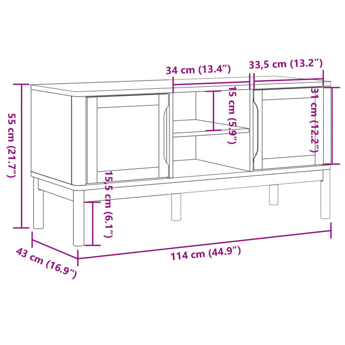 Mobile TV FLORO Grigio 114x43x55 cm in Legno di Pino 374016