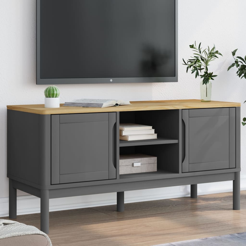 Mobile TV FLORO Grigio 114x43x55 cm in Legno di Pino 374016