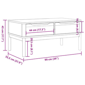 Tavolino FLORO Bianco 99x55,5x45 cm in Legno di Pino 374018