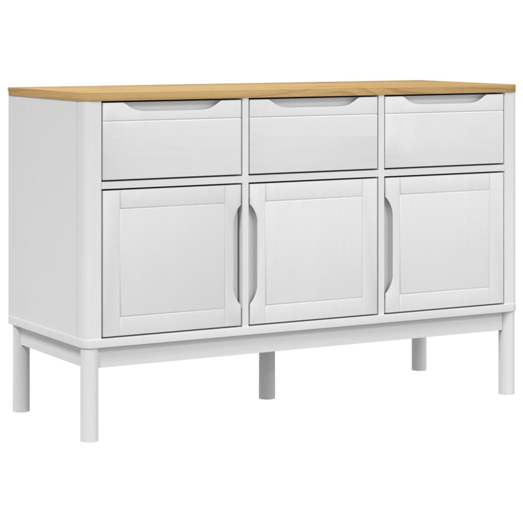 Credenza FLORO Bianca 114x43x74 cm in Legno Massello di Pino 374024