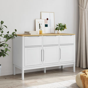 Credenza FLORO Bianca 114x43x74 cm in Legno Massello di Pino 374024