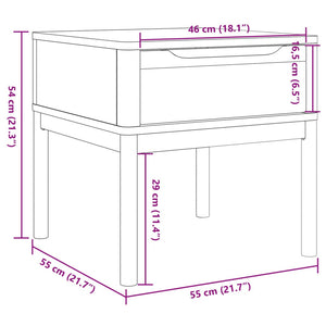 Tavolo per Lampada FLORO 55x55x54 cm Marrone Cera Legno di Pino 374026