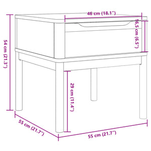 Tavolo per Lampada FLORO Bianco 55x55x54 cm Legno di Pino 374027