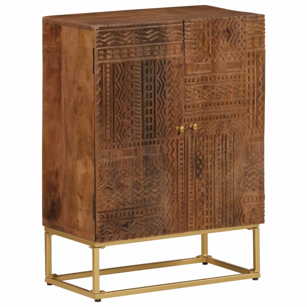 Credenza 55x30x76 cm in Legno Massello di Mango e Ferro 371997