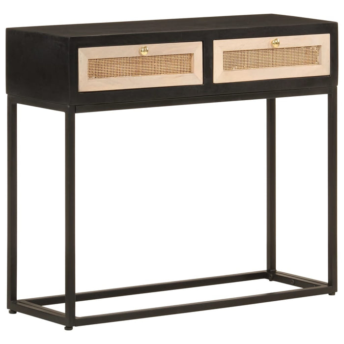 Tavolo Consolle Nero 90x30x76cm Legno Massello di Mango e Ferro 372003