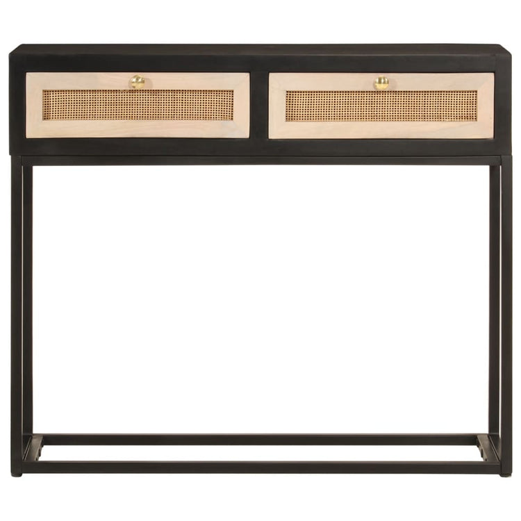 Tavolo Consolle Nero 90x30x76cm Legno Massello di Mango e Ferro 372003