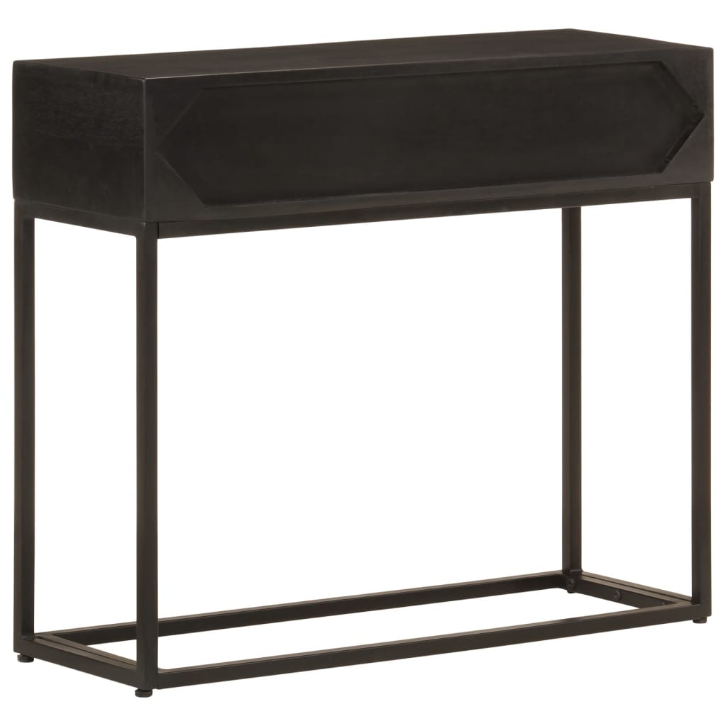 Tavolo Consolle Nero 90x30x76cm Legno Massello di Mango e Ferro 372003