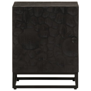 Comodino Nero 40x30x50 cm in Legno Massello di Mango e Ferro 372004