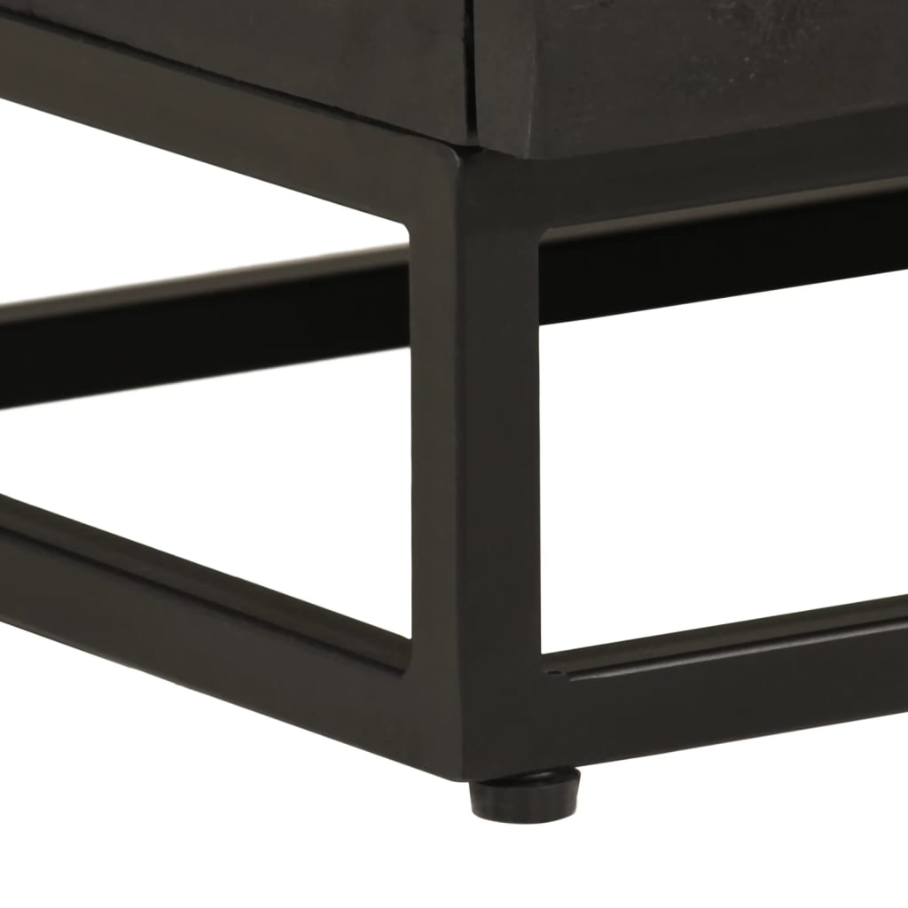 Comodino Nero 40x30x50 cm in Legno Massello di Mango e Ferro 372004