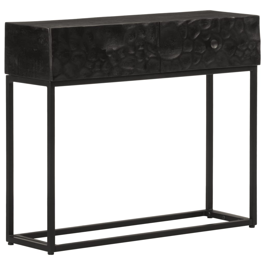 Tavolo Consolle Nero 90x30x76cm Legno Massello di Mango e Ferro 372008