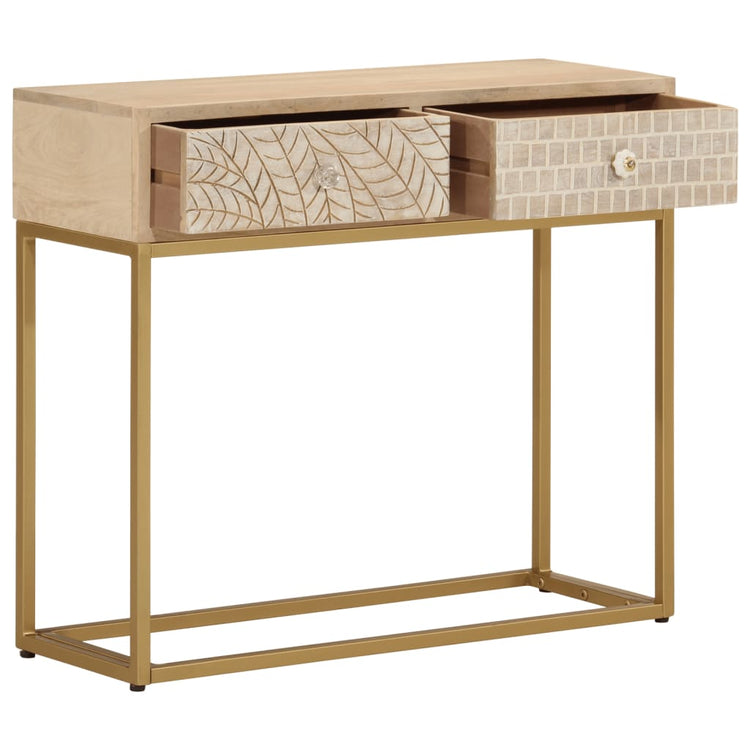 Tavolo Consolle 90x30x76 cm in Legno Massello di Mango e Ferro 372013