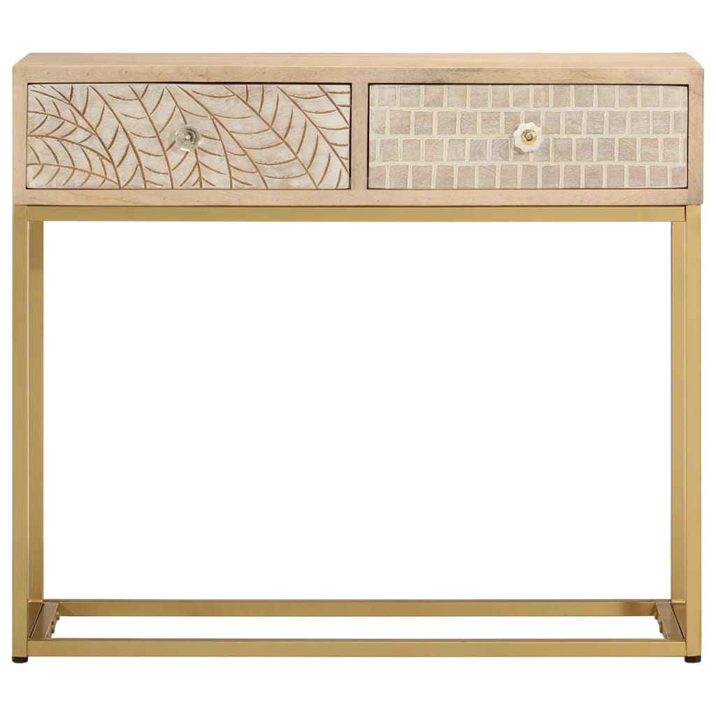 Tavolo Consolle 90x30x76 cm in Legno Massello di Mango e Ferro 372013