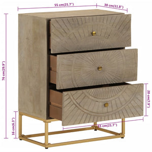 Cassettiera 55x30x76 cm in Legno Massello di Mango e Ferro 372016