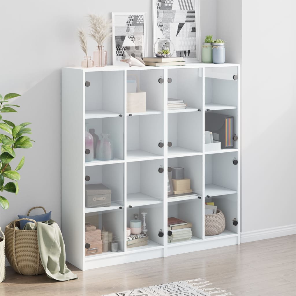 Libreria con Ante Bianca 136x37x142 cm in Legno Multistratocod mxl 111196