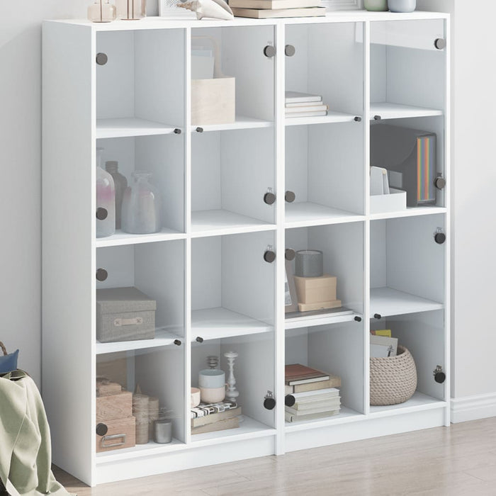 Libreria con Ante Bianca 136x37x142 cm in Legno Multistratocod mxl 111196