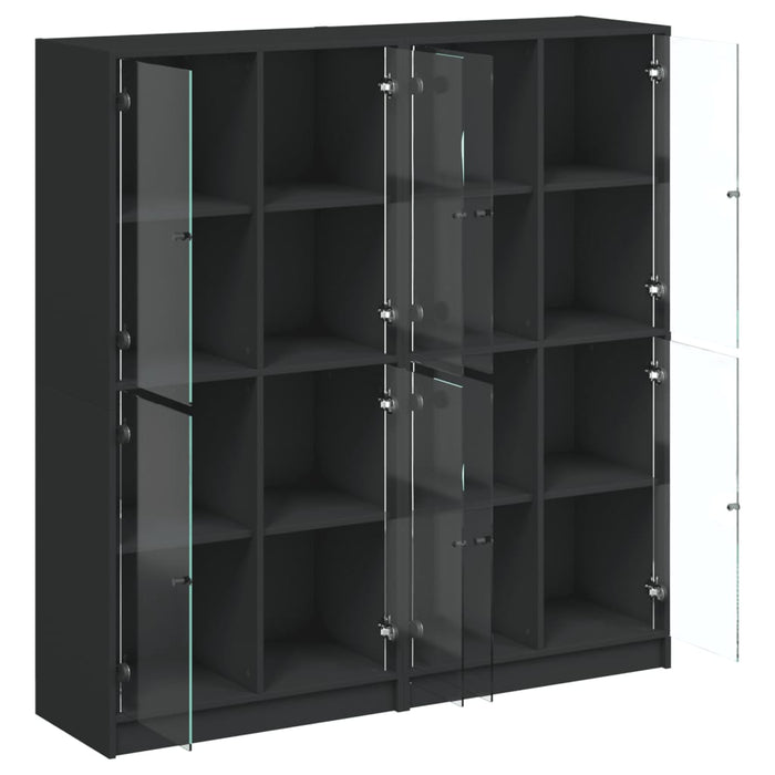 Libreria con Ante Nera 136x37x142 cm in Legno Multistrato 3206518