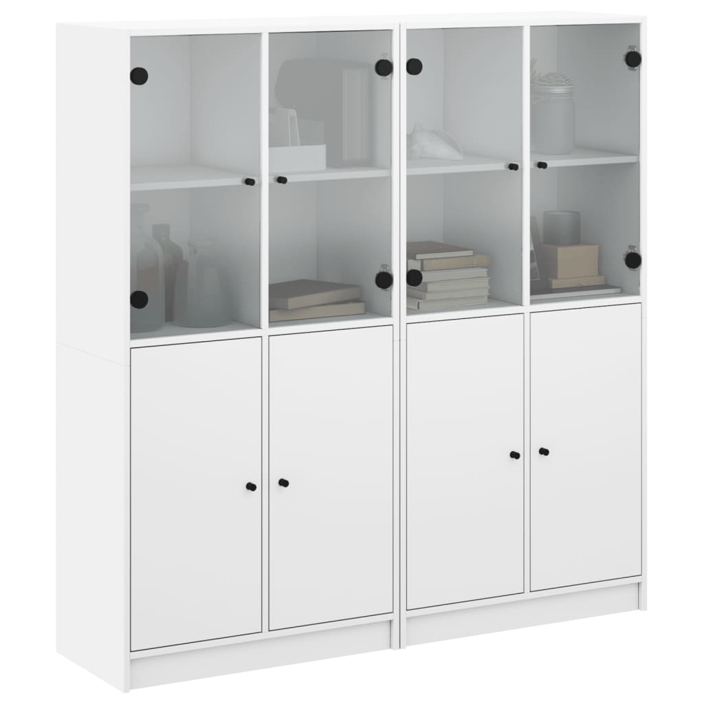 Libreria con Ante Bianca 136x37x142 cm in Legno Multistrato 3206524