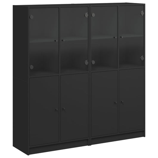 Libreria con Ante Nera 136x37x142 cm in Legno Multistrato 3206525