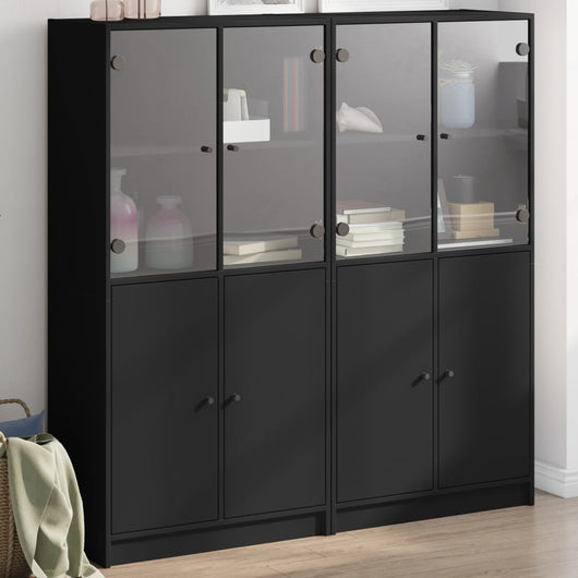 Libreria con Ante Nera 136x37x142 cm in Legno Multistrato 3206525