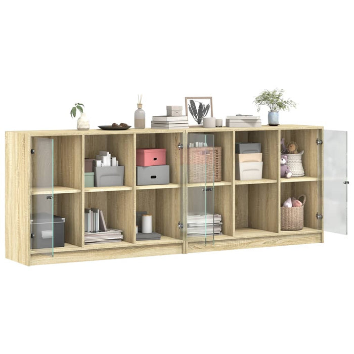 Libreria con Ante Rovere Sonoma 204x37x75 cm Legno Multistrato 3206533