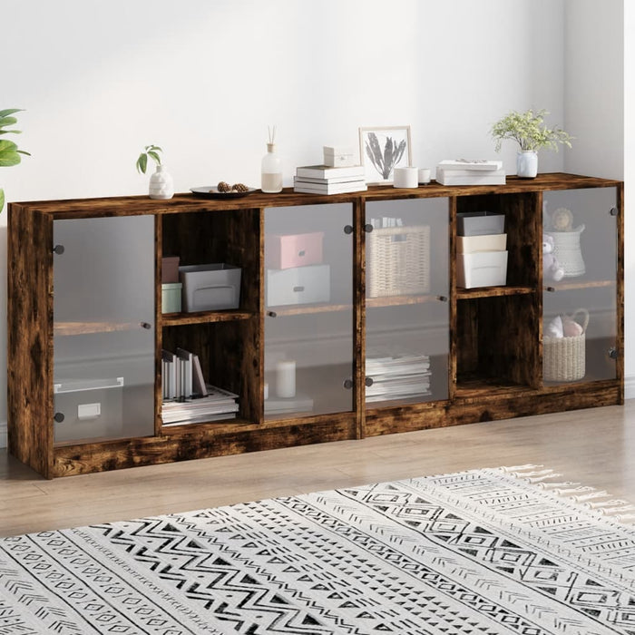 Libreria con Ante Rovere Fumo 204x37x75 cm in Legno Multistratocod mxl 87449