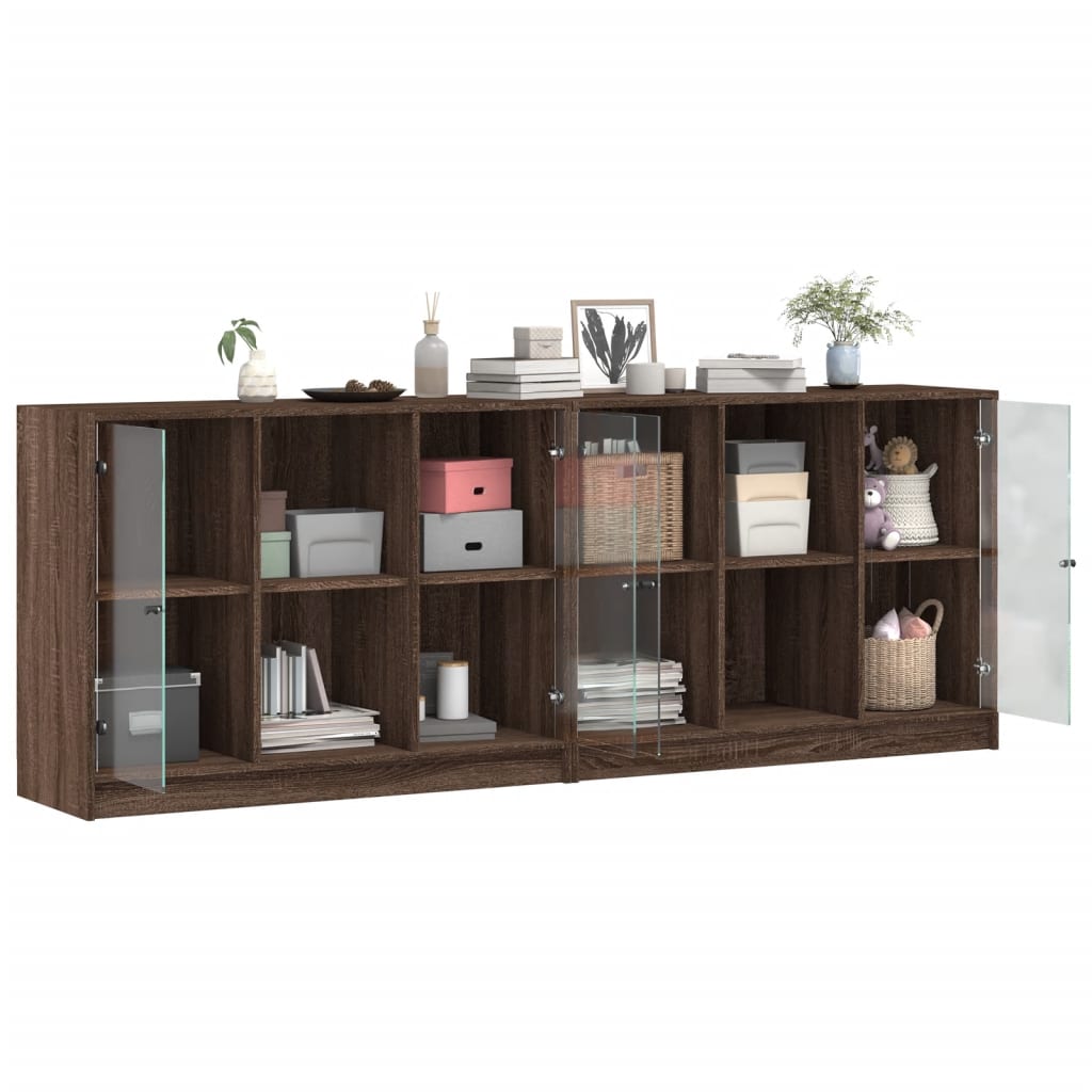 Libreria con Ante Rovere Marrone 204x37x75 cm Legno Multistrato 3206537