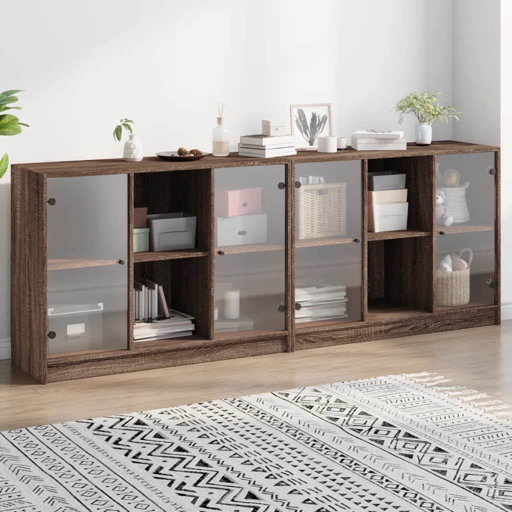 Libreria con Ante Rovere Marrone 204x37x75 cm Legno Multistrato 3206537