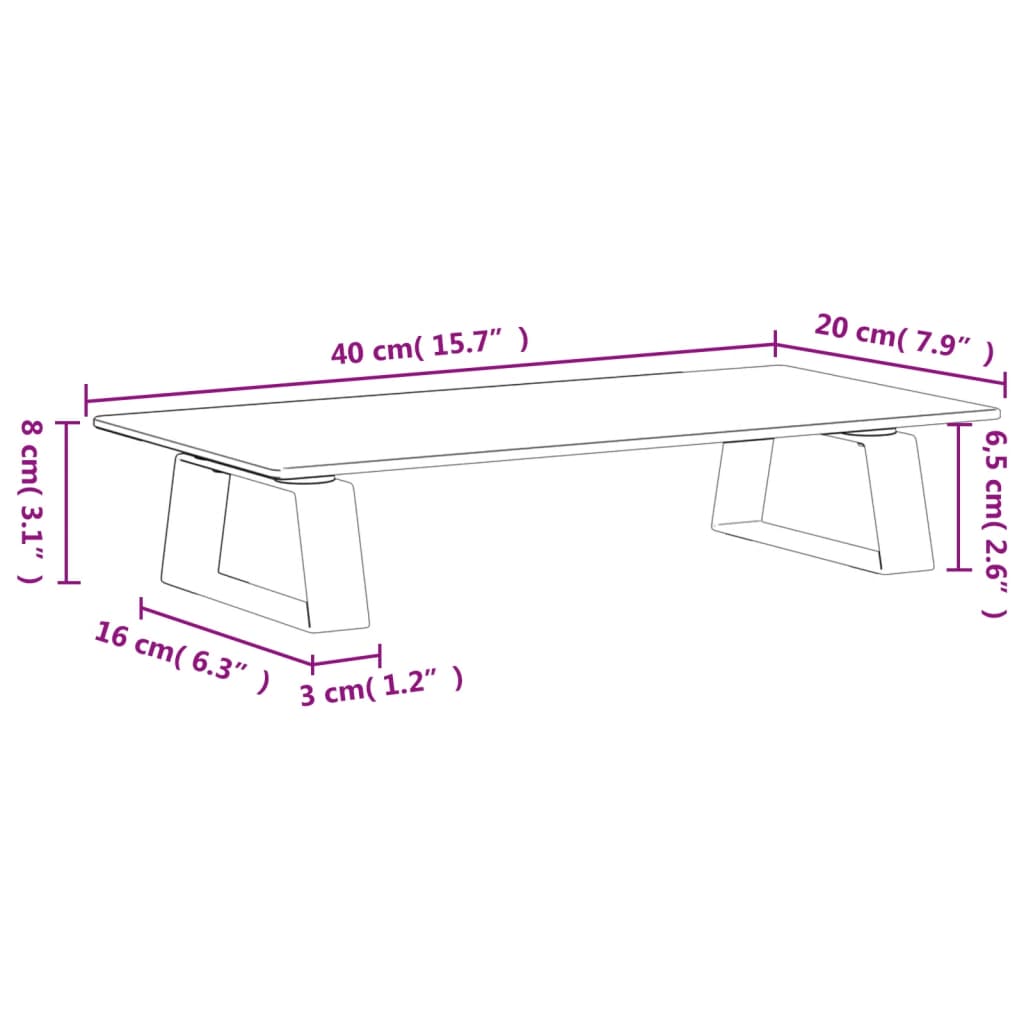 Supporto per Monitor Bianco 40x20x8cm Vetro Temperato e Metallo 374215