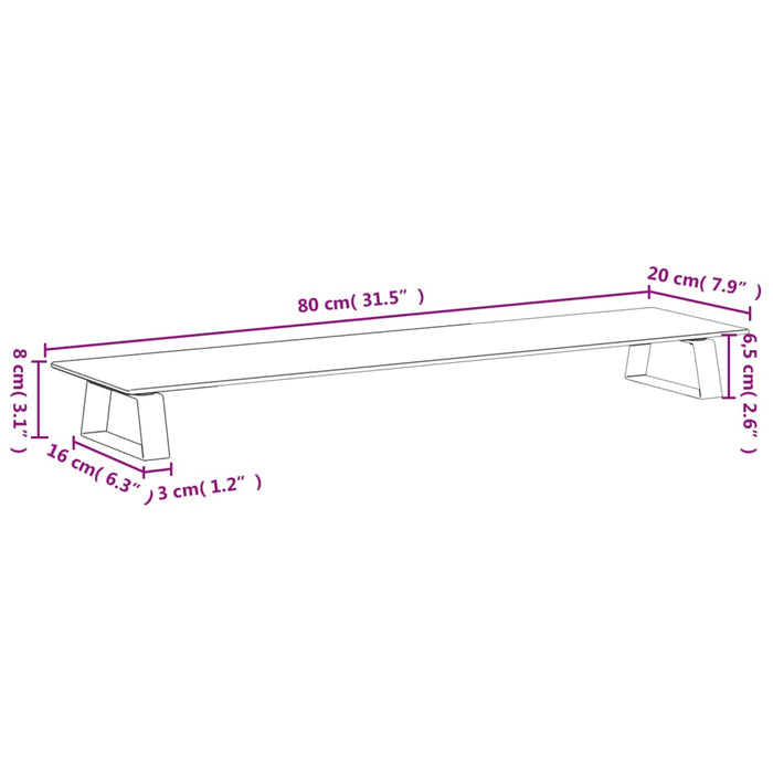 Supporto per Monitor Bianco 80x20x8cm Vetro Temperato e Metallo 374217